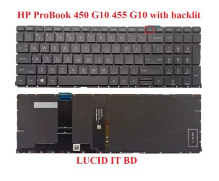 Keyboard for HP ProBook 450 G10 / 455 G10 – US Layout, Backlit, No Frame, Black (New)