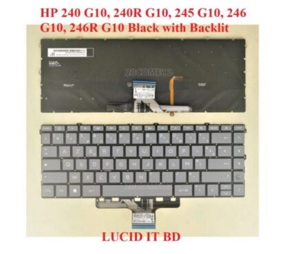 New For HP 240 G10, 240R G10, 245 G10, 246 G10, 246R G10 Keyboard Black No Frame with Backlit